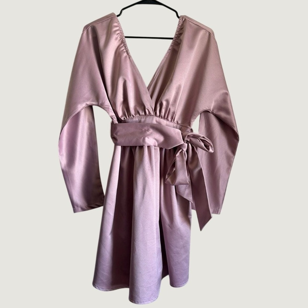PrettyLittleThing Dusty Rose Satin Mini Dress